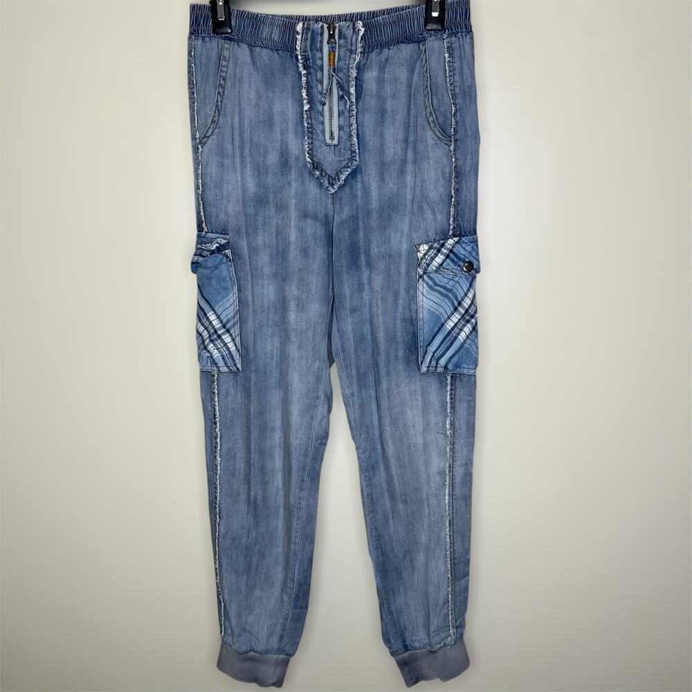 Vintage Havana Cargo Joggers Small Womens Tencel Pants Streetwear Plaid Pockets